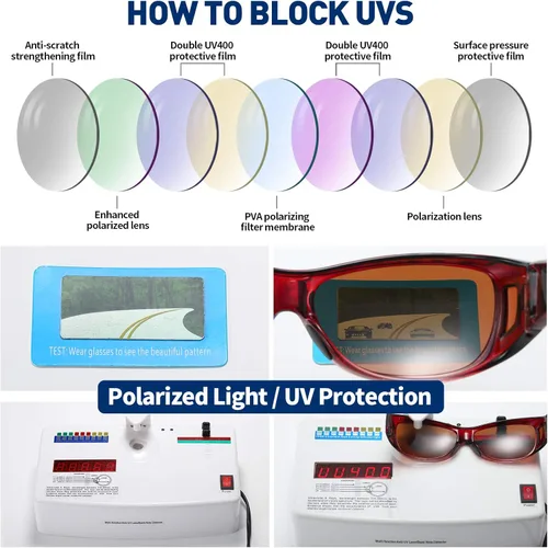 Vista 5 de Duco 8953 Anteojos de sol polarizados para rayos X unisex para usar sobre los anteojos de vista