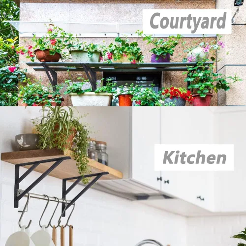 Vista 6 de Soportes de estante resistentes de 16 pulgadas, soportes de soporte de encimera, soportes de chimenea con tornillos, soporte de estantería