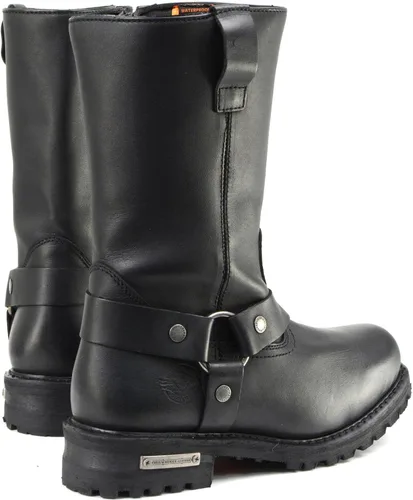 Vista 7 de Milwaukee Leather Botas impermeables para hombre, negras, de 11 pulgadas de ancho con puntera cuadrada, con arnés y cremallera MBM9061WP - 7W