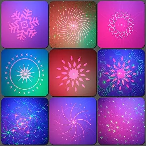 Vista 3 de Luces de fiesta para Dj, discoteca, luz estroboscópica de escenario activada por sonido, varios patrones, proyectores con control remoto