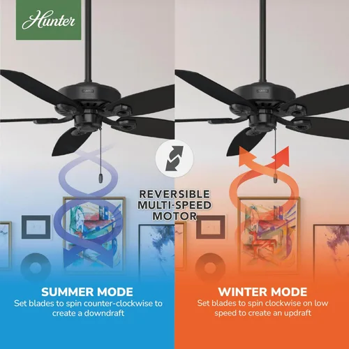 Vista 4 de Hunter 53091 Ventilador de techo de 5 aspas con una sola luz Builder Deluxe, con aspas de cerezo brasileño/roble barnizado, y plafón ribeteado
