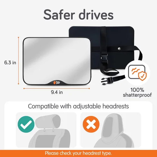 Vista 3 de Baby Uma Espejo de coche para bebé: accesorio inastillable para asiento trasero para bebé, diseño transparente de visión amplia para monitoreo