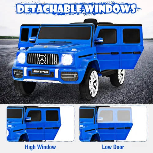 Vista 4 de INFANS Mercedes Benz G63 - Vehículo eléctrico de 12 V con control remoto, puertas dobles abiertas, música, Bluetooth, suspensión de ruedas, funciona