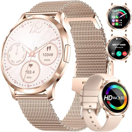 DREMAC Smart Watch(Make Call/Thin),1.32'' Amoled Curved Display for Android iPhone,Smart Watches for Women with Heart Rate Monitor,Sleep