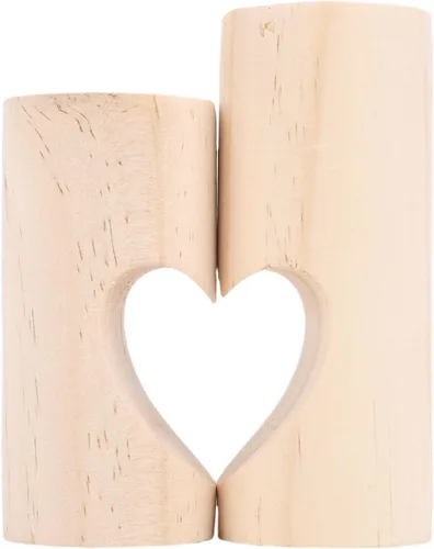 Vista 4 de Zerodis 2Pcs Tea Light Candle Holder Tea Light Holders Shaped Decorative Wood Tealight Candlestick Set Romantic Dinner Candlestick Stand for Table