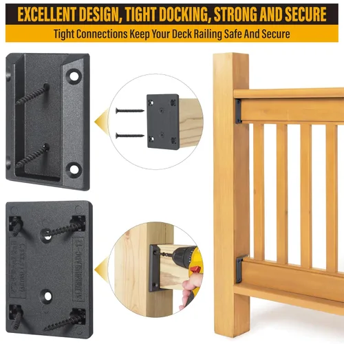 Vista 4 de ADC-12 Conector de soportes de barandilla de cubierta de aleación de aluminio, para 2 "x4 (Real: 1.5"x3.5") Conexión de postes de barandilla