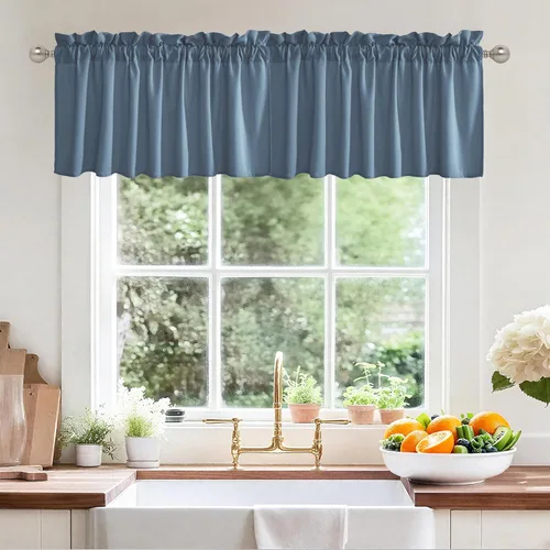 Vista 58 de RYB HOME Cortinas Cortas de Lino con Cenefas Swag - Niveles Semitransparentes para la Parte Superior de Ventanas, Decoración del Hogar con Filtrado