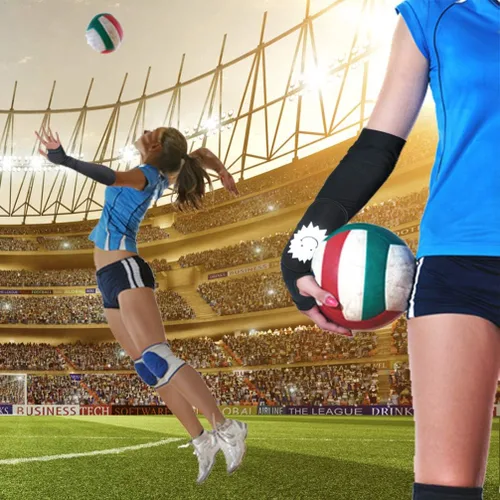 Vista 3 de Luwint Mangas de brazo de voleibol para niños, mangas largas para antebrazo para adolescentes y jóvenes con almohadilla de protección y orificio