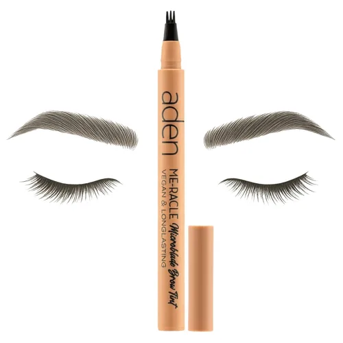 aden Pluma de cejas Microblading - Lápices de cejas impermeables para mujeres - Lápiz de cejas negro de larga duración - Punta de triple trazo -
