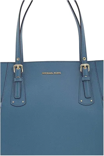Vista 5 de Michael Kors Voyager 30H7GV6T9L-538 Bolso de mano de cuero cambray oscuro, Dark Chambray