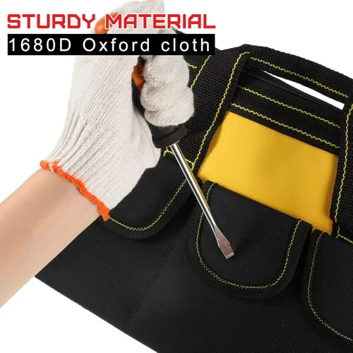 Vista 6 de Cunno Bolsa de herramientas de 4 piezas con base moldeada resistente al agua, múltiples bolsillos, bolsa de herramientas de boca ancha, organizador