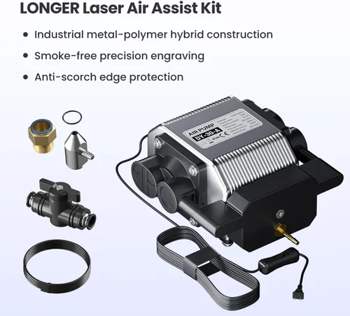 Vista 3 de Kit de Asistencia de Aire para Corte y Grabado Longer con Bomba de Aire, Botón de Interruptor de Actualización, para Grabadores Láser Ray5 10W/20W
