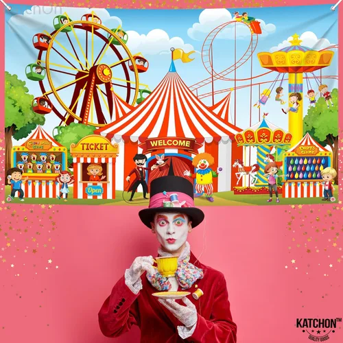 Vista 8 de KatchOn, Telón de fondo de carnaval para decoraciones de carnaval – Xtragrande, 72 x 44 pulgadas Cartel de juego de lanzamiento de carnaval grande