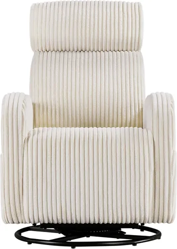 Topeakmart Mecedoras giratorias de 360° para guardería, mecedora con bolsillos laterales, mecedora tapizada para sala de estar, color beige