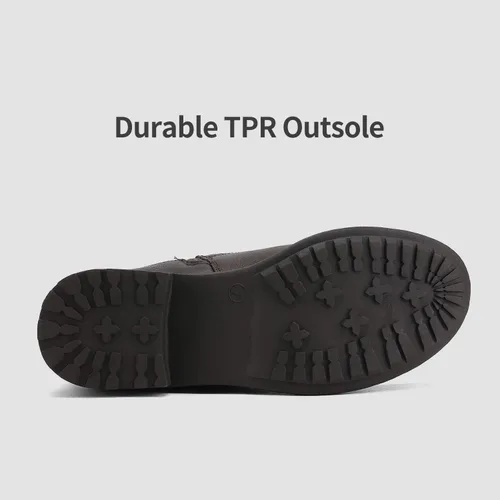 Vista 4 de DREAM PAIRS - Botas altas hasta la rodilla de pantorrilla ancha para mujer, botas tipo equitación con tacón bajo apilado