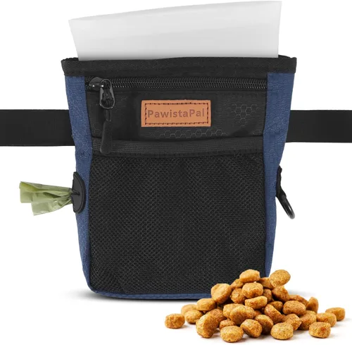 Vista 11 de Bolsa de golosinas para perros para entrenamiento de mascotas, cierre magnético con una sola mano, bolsa de golosinas manos libres con forro