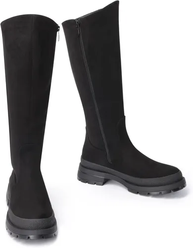 Vista 4 de DREAM PAIRS Botas altas hasta la rodilla para mujer, cómodas botas de plataforma gruesa con cremallera lateral y suela para mujer