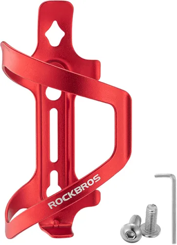 Vista 10 de ROCKBROS Soporte para botella de agua para bicicleta, soporte de jaula de botella de agua de aluminio para bicicleta, soporte para tazas de Negro