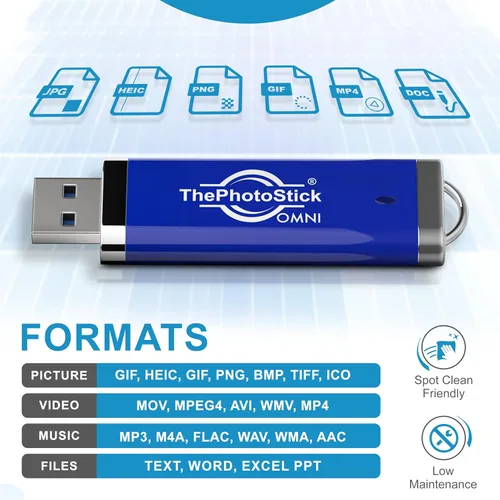 Vista 8 de ThePhotoStick® Omni - Unidad flash USB de 256 GB y Memory Stick – Copia de seguridad de fotos y videos para iPhone, Android, Mac y PC – Conexión