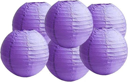 Vista 16 de Paquete de 6 linternas redondas de papel, decoración de boda y fiesta de cumpleaños (azul bebé, 4 pulgadas/3.9 in)