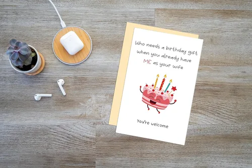 Vista 4 de Divertida tarjeta de cumpleaños para marido, tarjeta de cumpleaños descarada de parte de la esposa, regalo de cumpleaños de su esposo, tarjeta