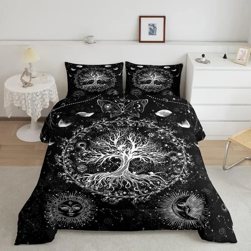 Vista 36 de Juego de ropa de cama con estampado de panal de abeja, juego de edredón con patrón hexagonal de fuego rojo y negro para niños, niñas, adolescentes
