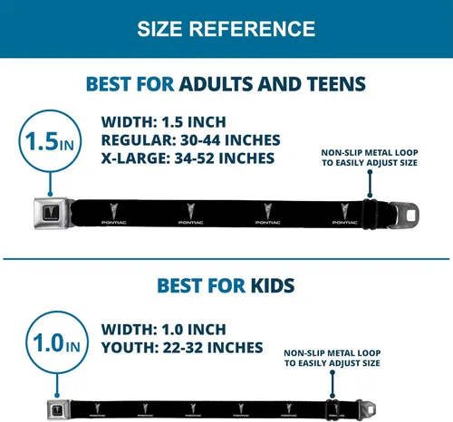 Vista 7 de Buckle-Down Cinturón de seguridad - Pontiac BlackSilver Logo REPEAT - 1.0" Ancho - 20-36 pulgadas de largo