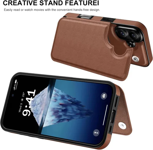 Vista 1037 de LETO para iPhone 15 Pro Funda tipo cartera - Tapa tipo folio con patada - Diseños de moda - Tarjetero - Funda protectora para mujeres y niñas - 6.1