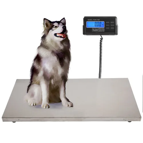 Vista 8 de Báscula de ganado, 1,102.3 lbs/1100 libras, báscula digital de envío postal resistente para mascotas veterinaria con plataforma grande de acero
