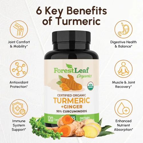 Vista 10 de Suplemento de cúrcuma extra fuerte de 2265 mg – Suplemento de curcumina de cúrcuma con pimienta negra BioPerine – Suplementos tuméricos