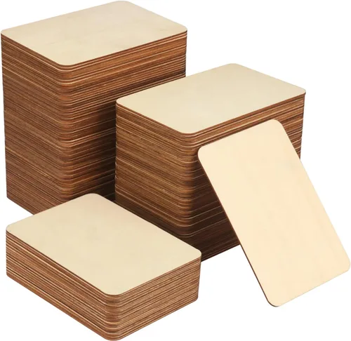 Vista 8 de 80 piezas rectangulares de madera sin terminar, azulejos de madera natural de 4 x 6 pulgadas para manualidades, pintura, tallado y decoración
