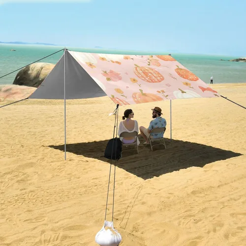 Vista 7 de Cute Pumkins - Tienda de campaña de playa estable UPF50+ impermeable con bolsa de transporte para patio trasero, pastizal, parque