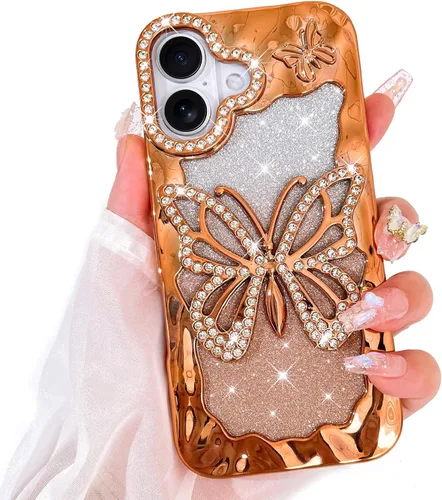 Vista 51 de Bonoma Funda con Purpurina Magnética para iPhone 16 Pro Max [Compatible con MagSafe], Funda Transparente Brillante de Lujo con Patrón de Corazones