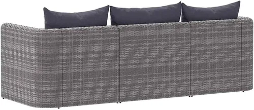 Vista 8 de vidaXL Juego de sofá de patio de 3 piezas, diseño elegante y práctico con ratán de polietileno resistente a la intemperie y marcos de acero