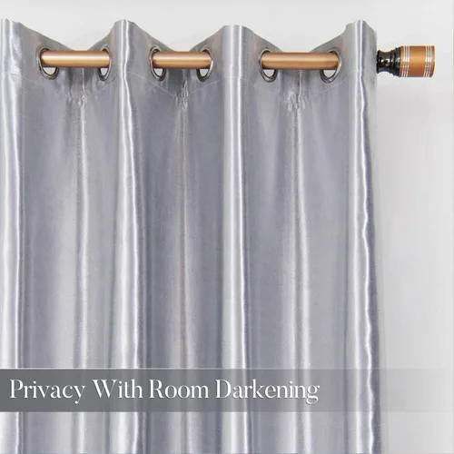 Vista 2 de Cortinas plateadas para dormitorio 2 paneles, gris con aislamiento térmico, cortinas y cortinas de oscurecimiento de la habitación de 84 pulgadas
