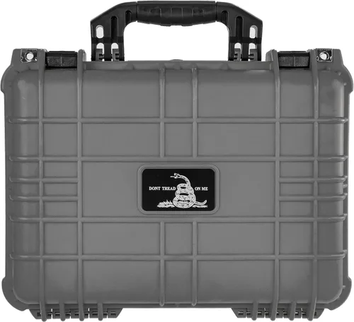 Vista 4 de Eylar Don't Tread On Me 16 Inch Estuche rígido estándar impermeable con espuma - externo: 16" x 13" x 6.87" interno: 14.62" x 10.18" x 6 (gris)