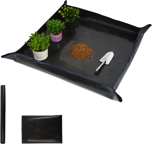 Tapete de trasplante de plantas de 26.8 x 26.8 pulgadas, impermeable, tapete de trasplante para suculentas, tapete portátil de riego de jardinería,