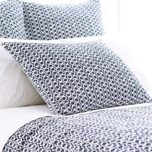 Vista 9 de Pine Cone Hill Tyler - Funda de almohada acolchada azul francés, tamaño europeo, patrón gráfico azul