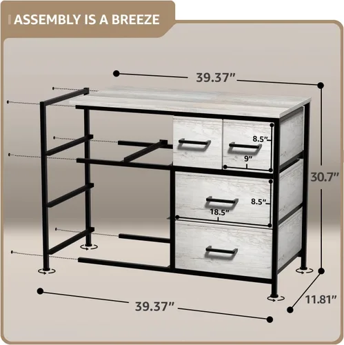 Vista 16 de Sorbus Cómoda con 8 cajones - Mueble para almacenar ropa para niño, para dormitorio, pasillo, clóset, oficina – Marco de acero, parte superior