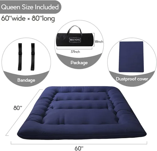 Vista 501 de Colchón futón japonés de piso gris constelación, de piso tatami, portátil, para acampar, para niños, sofá cama plegable enrollable con protector