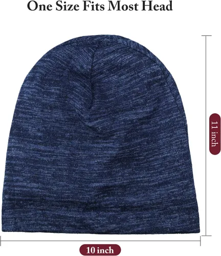 Vista 18 de 4 Pieces Satin Lined Beanie Cap Satin Sleep Lined Hat Slouchy Beanie Hat Night Silk Hair Cap for Women Men