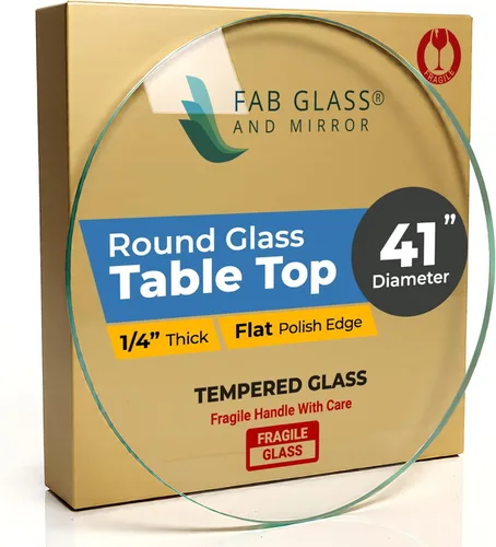 Vista 27 de Fab Glass - Mesa redonda de cristal de 48 in, grosor de 3/4 in, cristal pulido plano templado, Vidrio, Transparente
