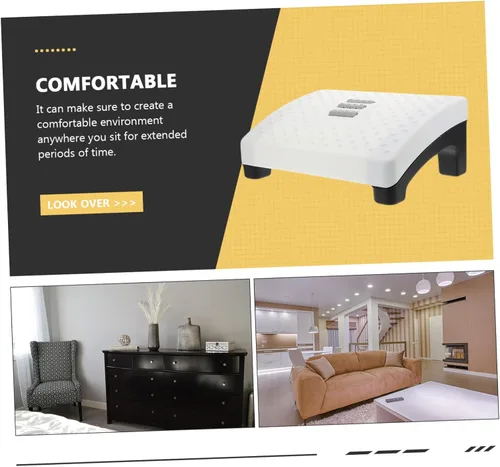 Vista 2 de Ciieeo Taburete de pie para escritorio, oficina, reposapiés, rodillos de masaje, taburete de plástico para pies