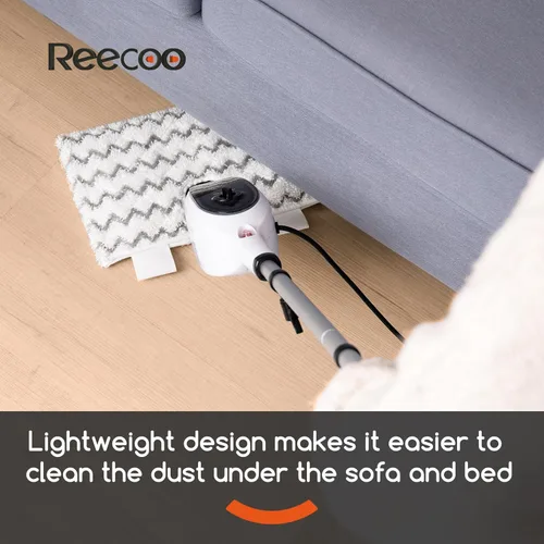 Vista 7 de REECOO Trapeador de vapor con accesorios/almohadilla, 2 piezas, diseño único de doble cara – Limpieza profunda a alta temperatura de 260 °F/258.8