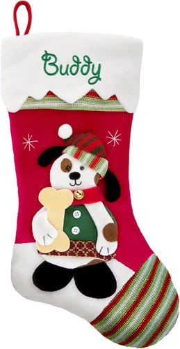 Vista 17 de Let's Make Memories Calcetín de Navidad Personalizado de Felpa 3-D para Mascotas - Bordado - para Perros - Hueso