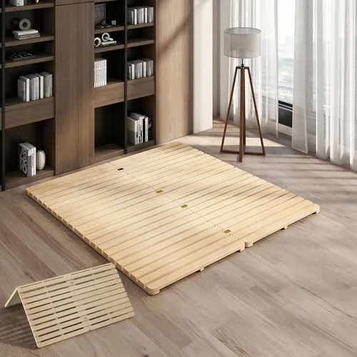 Vista 11 de LILYPELLE Marco de cama de suelo, marco de cama plegable de tatami, placa de cama transpirable a prueba de humedad, cama japonesa de suelo, marco