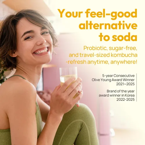 Vista 5 de TEAZEN Té Citron Kombucha, mezcla de bebida hidratante, sin azúcar, probióticos vivos y prebióticos, 10 barritas, 1.76 onzas