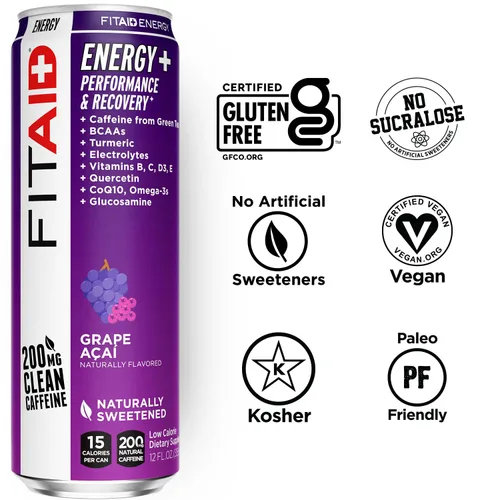 Vista 4 de FITAID RX Zero Sugar, creatina encapsulada, bebida de recuperación de entrenamiento, mezcla todo en uno, BCAA, glucosamina, cúrcuma, complejo B