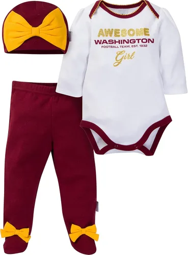 Vista 27 de NFL Conjunto de enterizo, pantalón con pies y gorro de 3 piezas para bebé niña