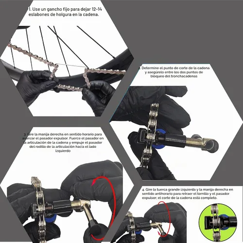 Vista 5 de Kit de cadena para bicicleta, acero al carbono de 6/7/8 velocidades, plata